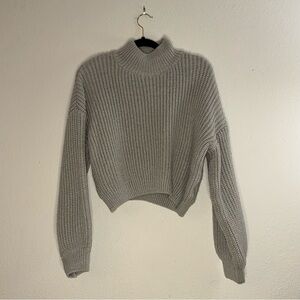 SHEIN Gray Ribbed Mock Neck Sweater